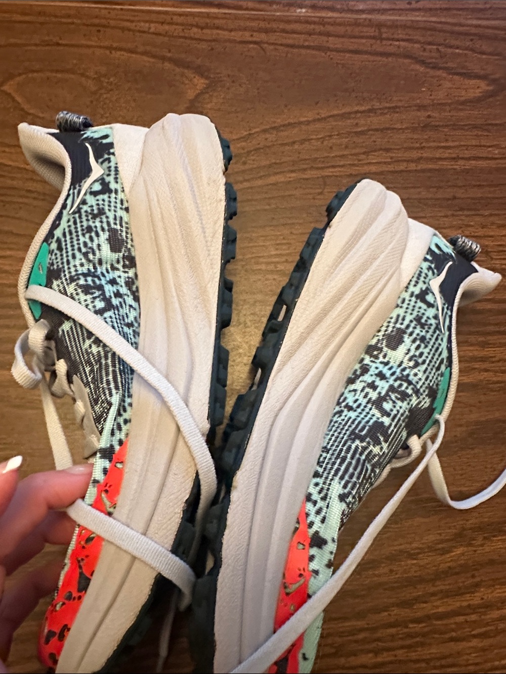 Hoka White Teal Floral Running Shoe - Picture 5 of 10